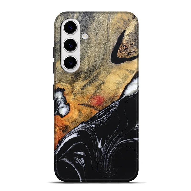 Galaxy S25 Plus Wood Live Edge Phone Case - Corrie (Black & White, 829279)