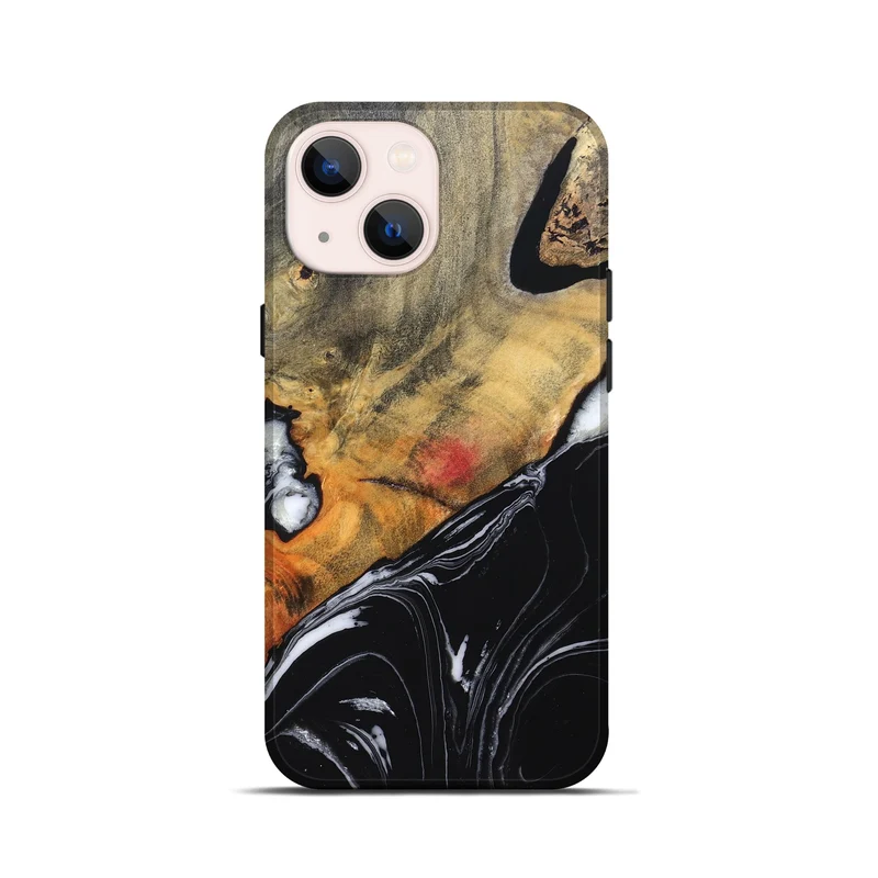 iPhone 13 mini Wood Live Edge Phone Case - Corrie (Black & White, 829279)