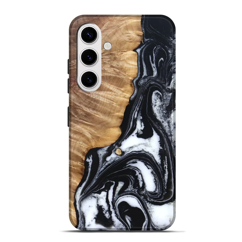 Galaxy S25 Plus Wood Live Edge Phone Case - Cory (Black & White, 829269)
