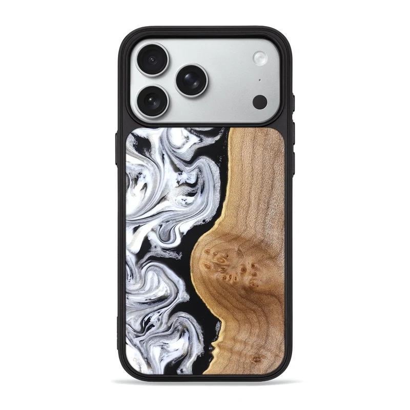 iPhone 18 Pro Max Wood Phone Case - Rolland (Black & White, 830032)