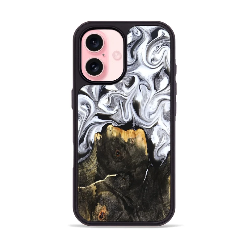 iPhone 16 Wood Phone Case - Arianna (Black & White, 830043)