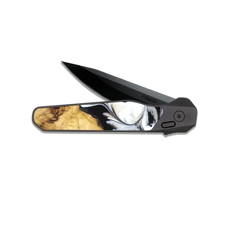 EDC Dark Slate Wood Pocket Knife - Arian (Black & White, 830040)