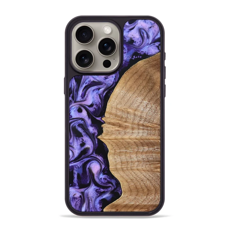 iPhone 15 Pro Max Wood Phone Case - Tillie (Purple, 830015)