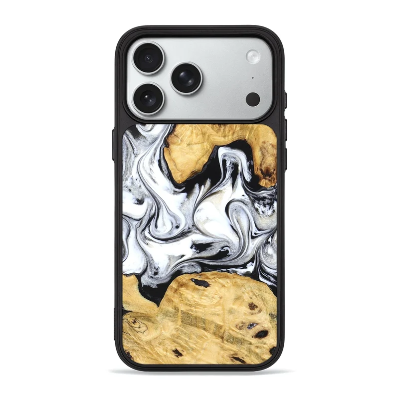 iPhone 18 Pro Max Wood Phone Case - Arian (Black & White, 830040)