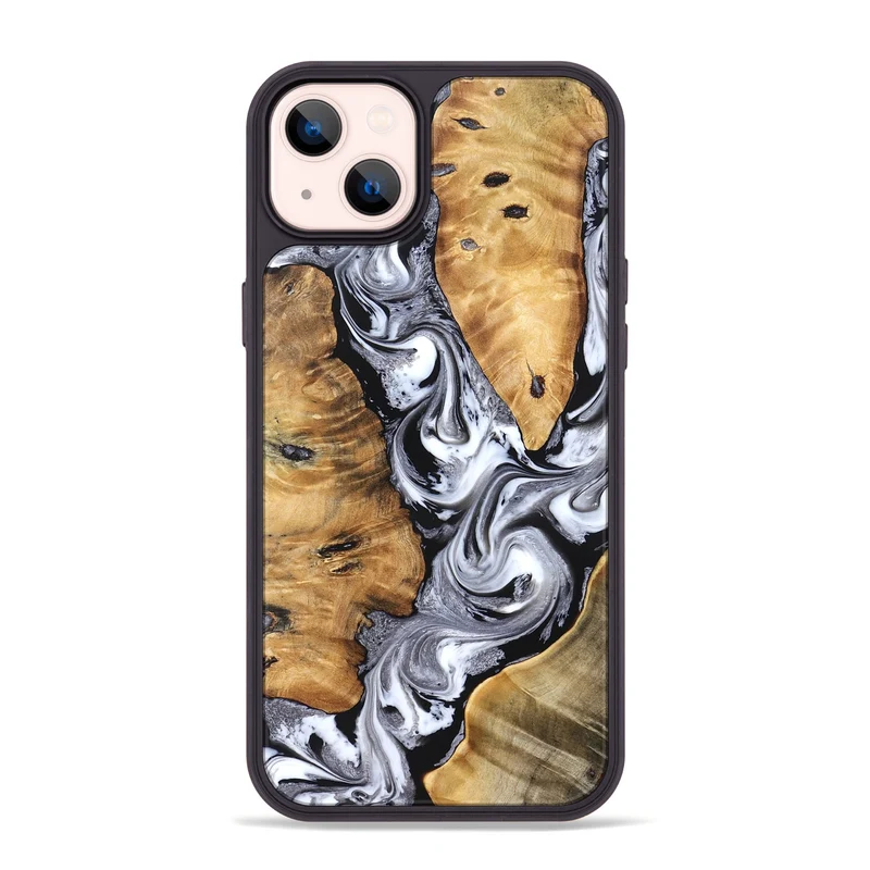 iPhone 14 Plus Wood Phone Case - Cloe (Black & White, 830041)