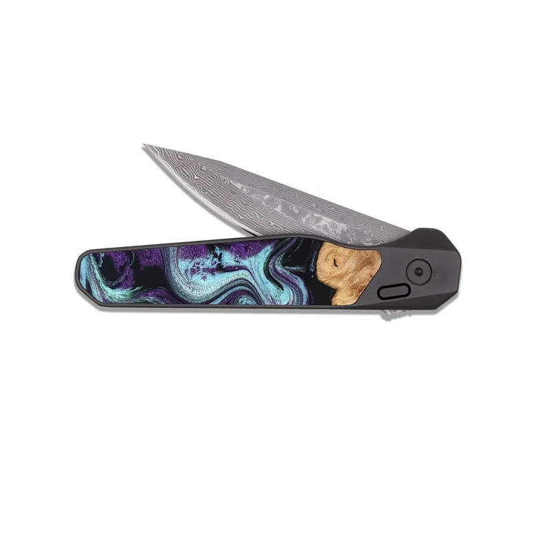 EDC Dark Damascus Wood Pocket Knife - Florida (Purple, 830018)