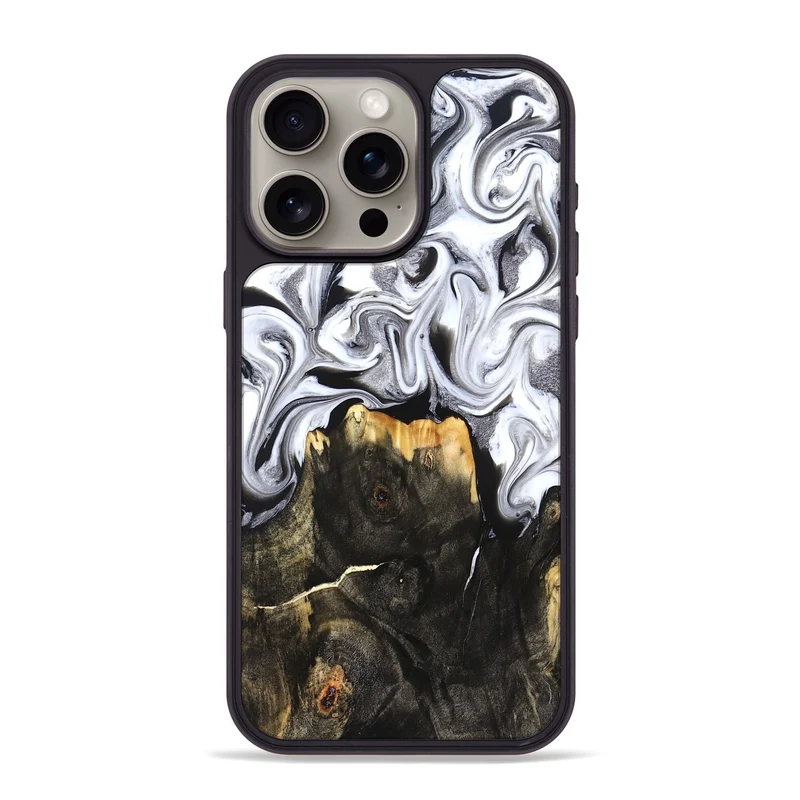 iPhone 15 Pro Max Wood Phone Case - Arianna (Black & White, 830043)