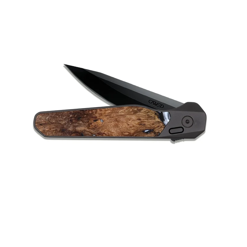 EDC Dark Slate Wood Pocket Knife - Hailee (Black & White, 830044)