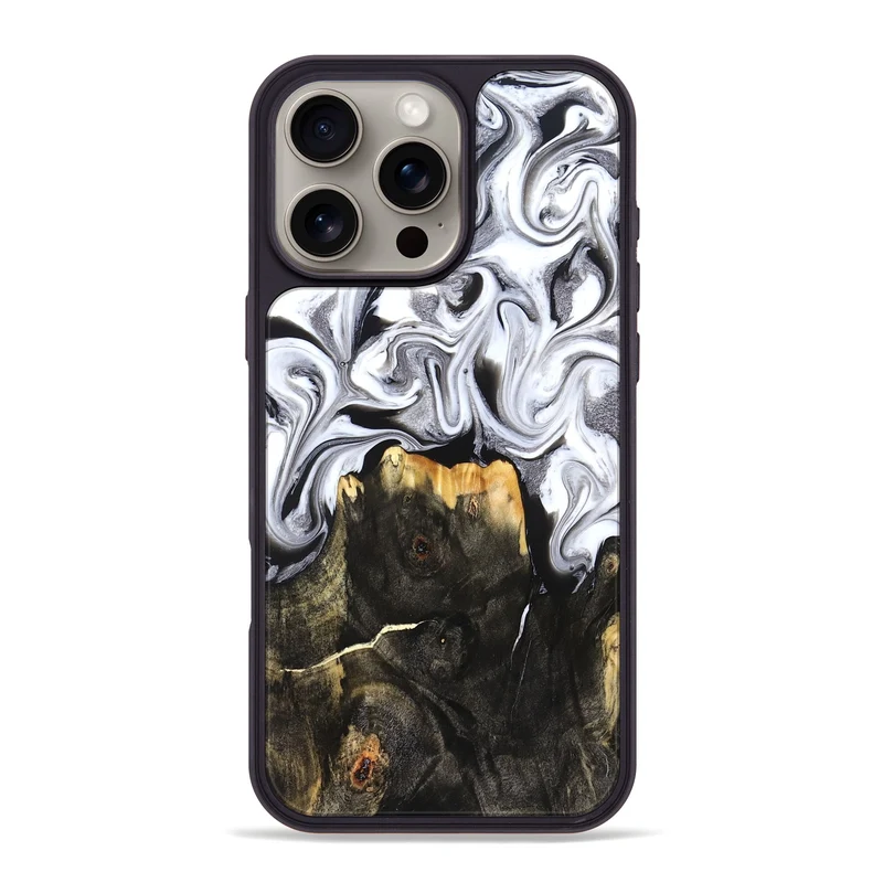 iPhone 16 Pro Max Wood Phone Case - Arianna (Black & White, 830043)