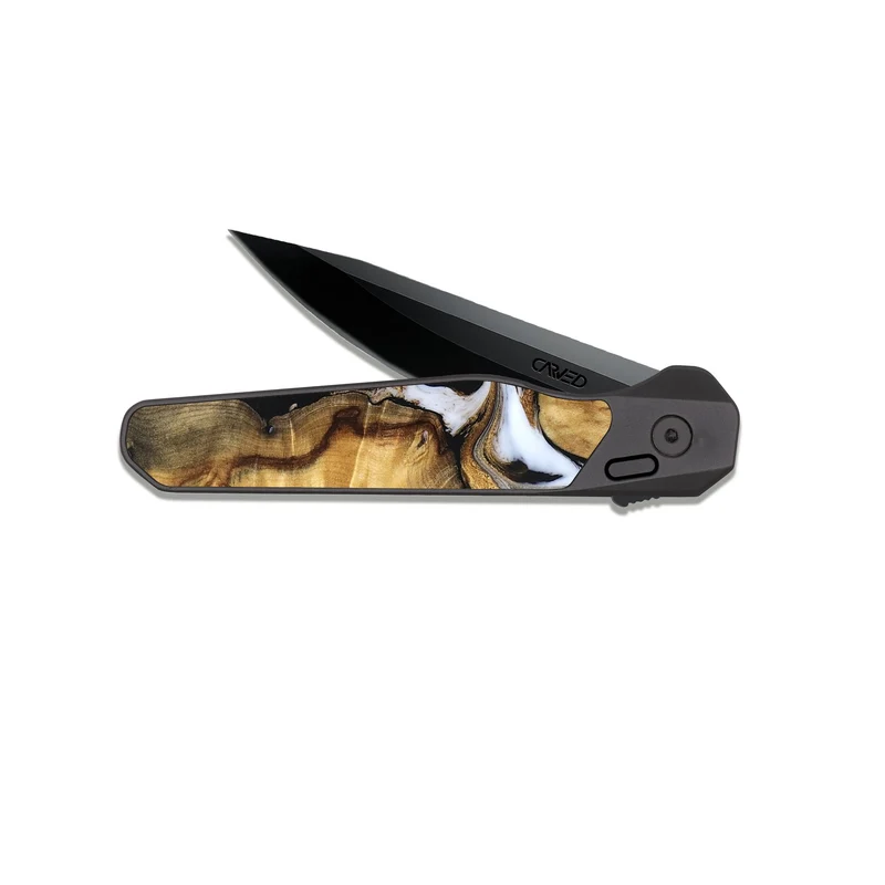 EDC Dark Slate Wood Pocket Knife - Cristal (Black & White, 830042)