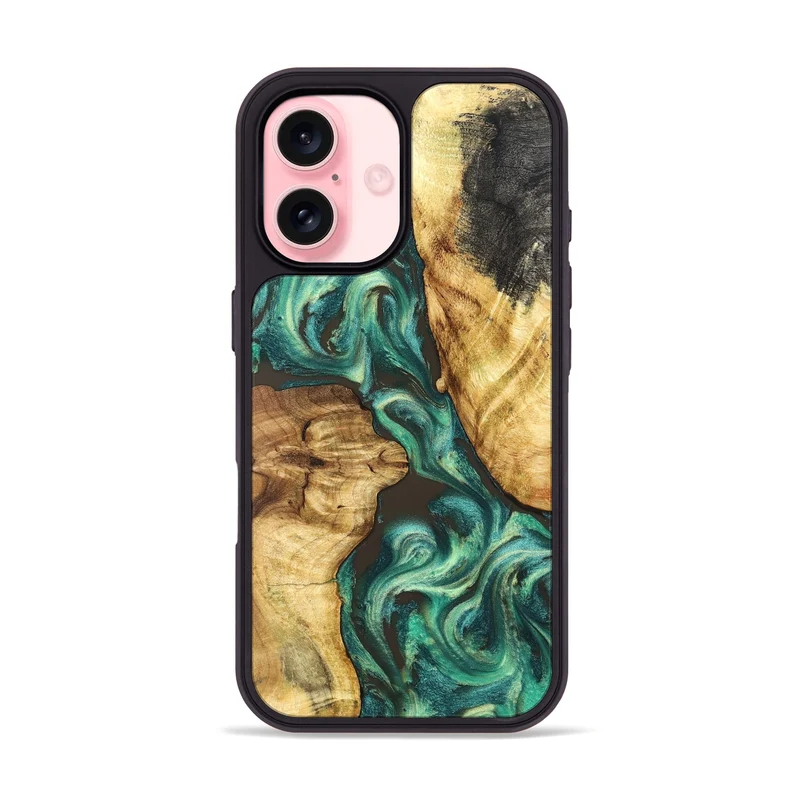 iPhone 16 Wood Phone Case - Carie (Green, 829981)