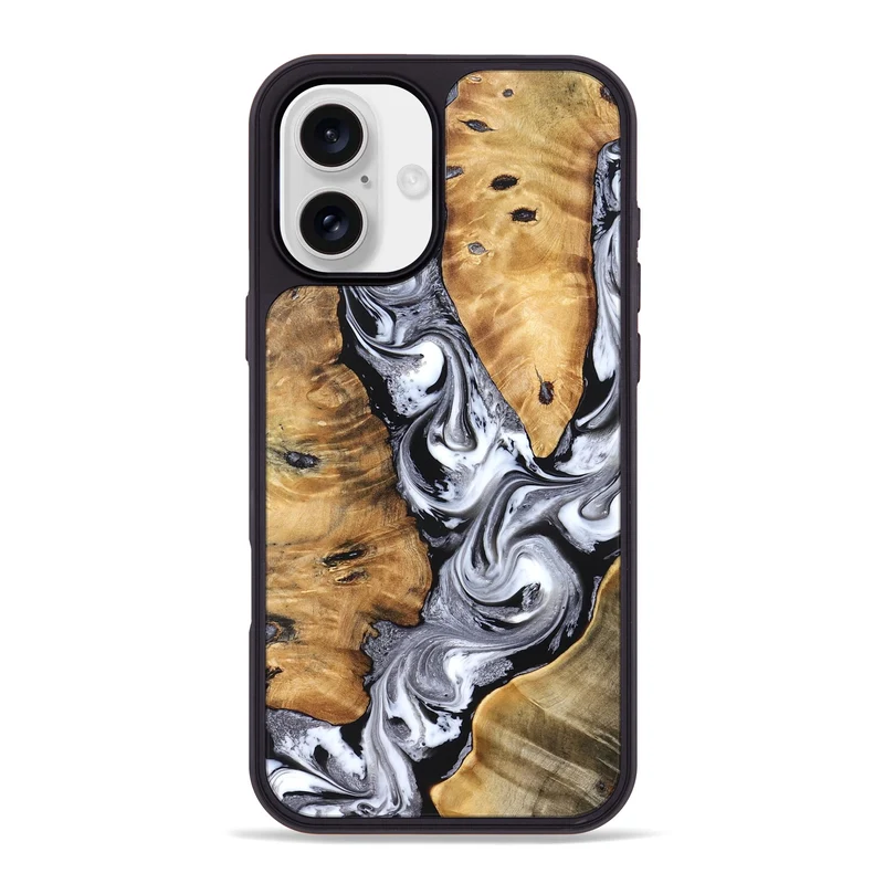 iPhone 16 Plus Wood Phone Case - Cloe (Black & White, 830041)