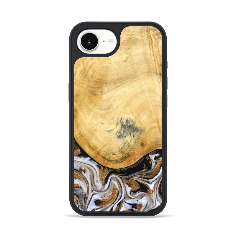iPhone 16e Wood Phone Case - Kamiyah (Black & White, 830030)