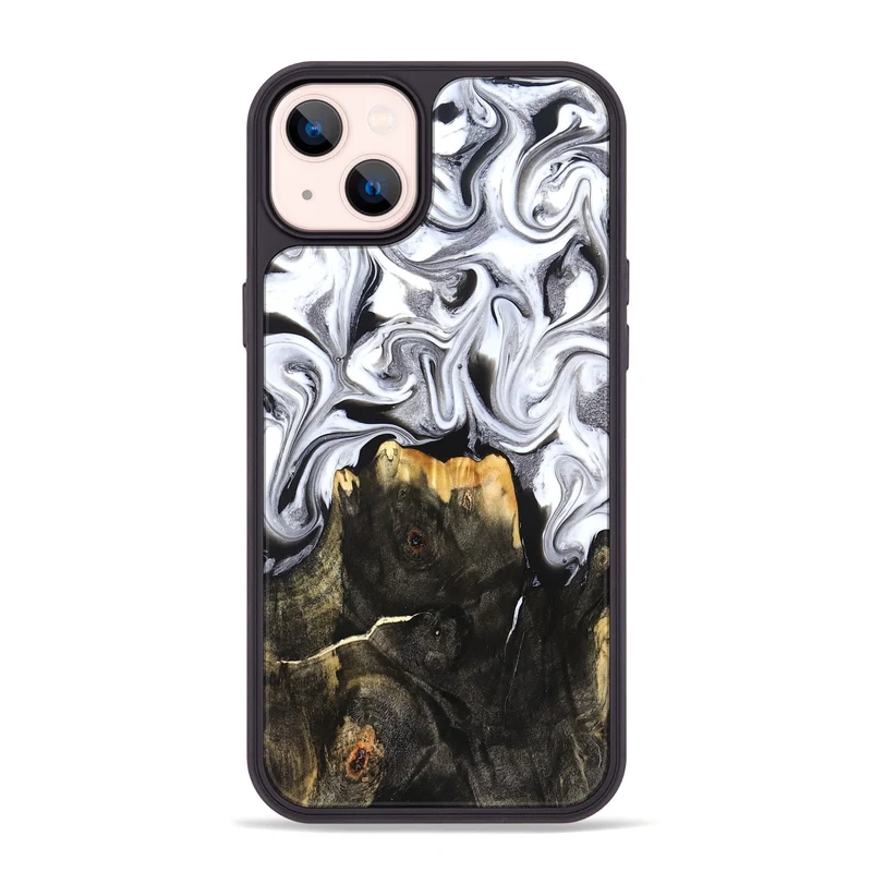 iPhone 14 Plus Wood Phone Case - Arianna (Black & White, 830043)