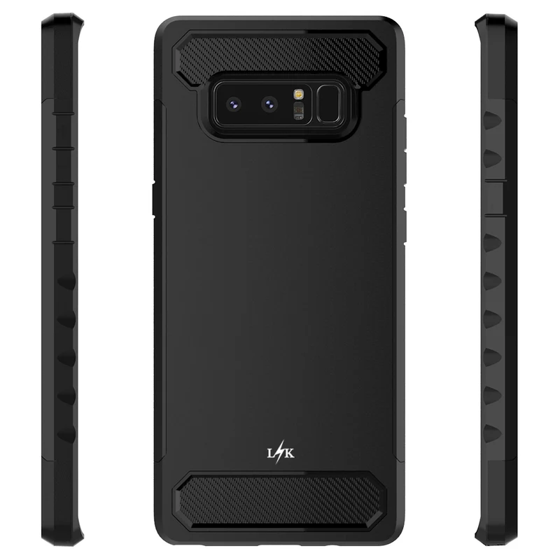 Galaxy Note 8 Carbon Fiber Case, Shock Absorption Hybrid Armor Defender Protective Case