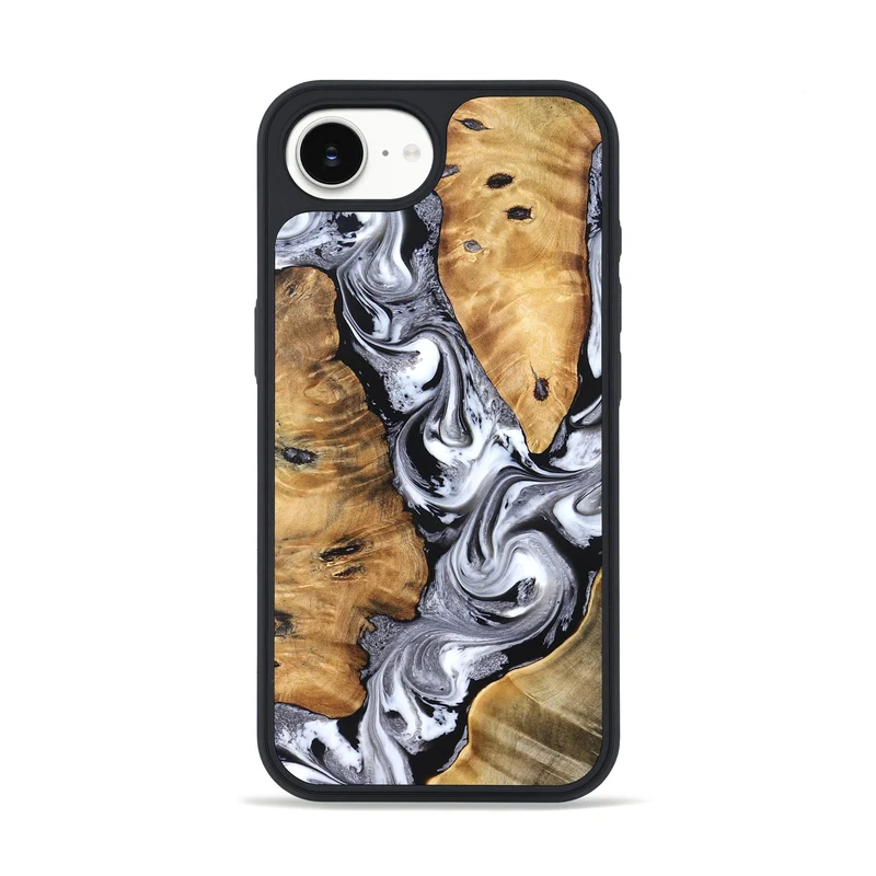 iPhone 16e Wood Phone Case - Cloe (Black & White, 830041)