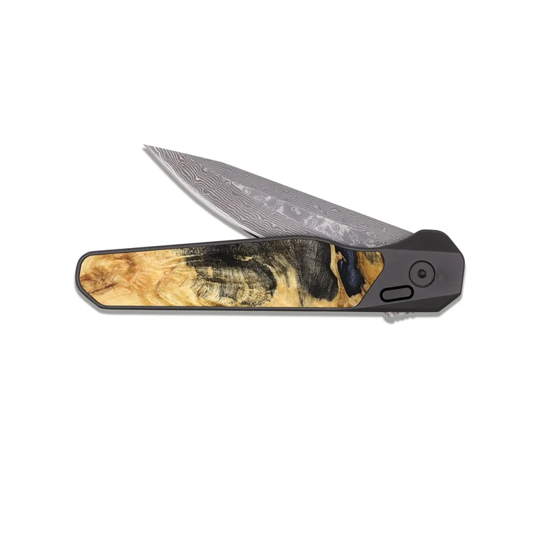 EDC Dark Damascus Wood Pocket Knife - Nataly (Wood Burl, 830028)