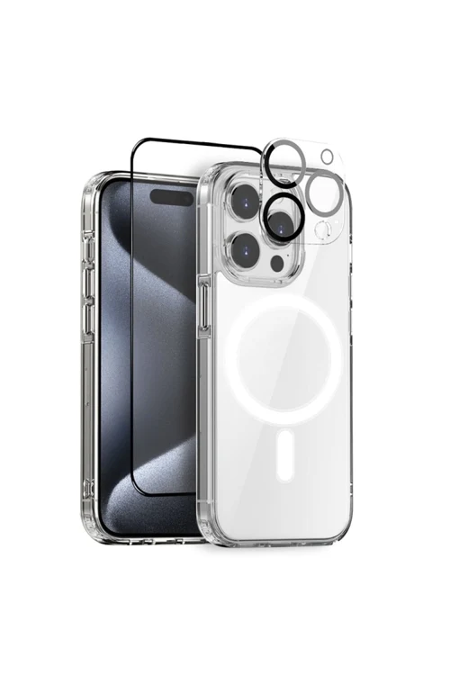 iPhone 15 Pro Case with Magnifying Glass, Screen Protector and Camera