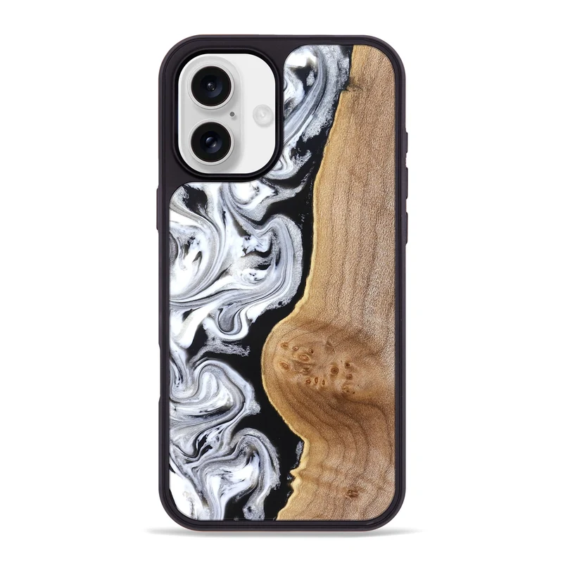 iPhone 16 Plus Wood Phone Case - Rolland (Black & White, 830032)