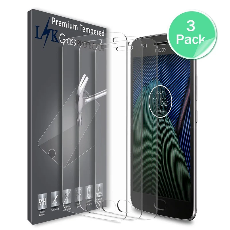 Motorola Moto G5 Plus / Moto G Plus (5th Generation) (3-Pack) Screen Protector, LK Tempered Glass with Lifetime Replacement Warranty