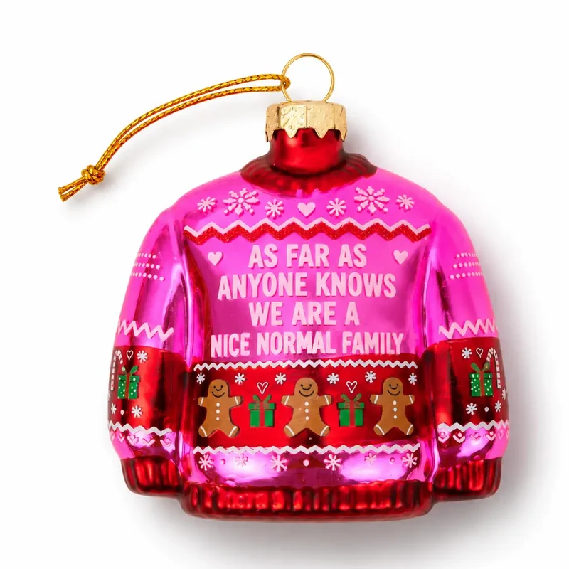 We're Nice Normal Family Glass Ornament