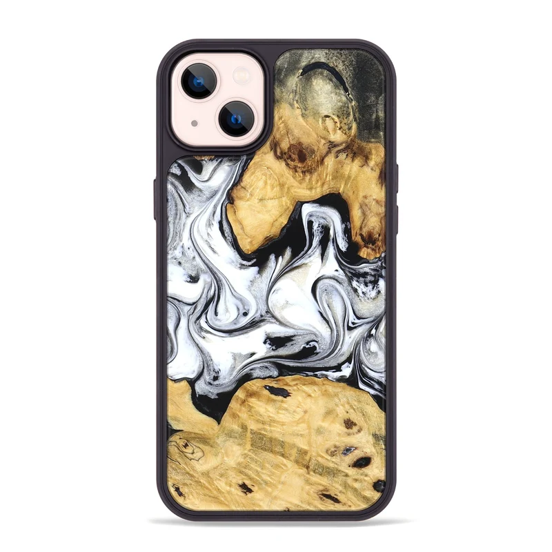 iPhone 14 Plus Wood Phone Case - Arian (Black & White, 830040)