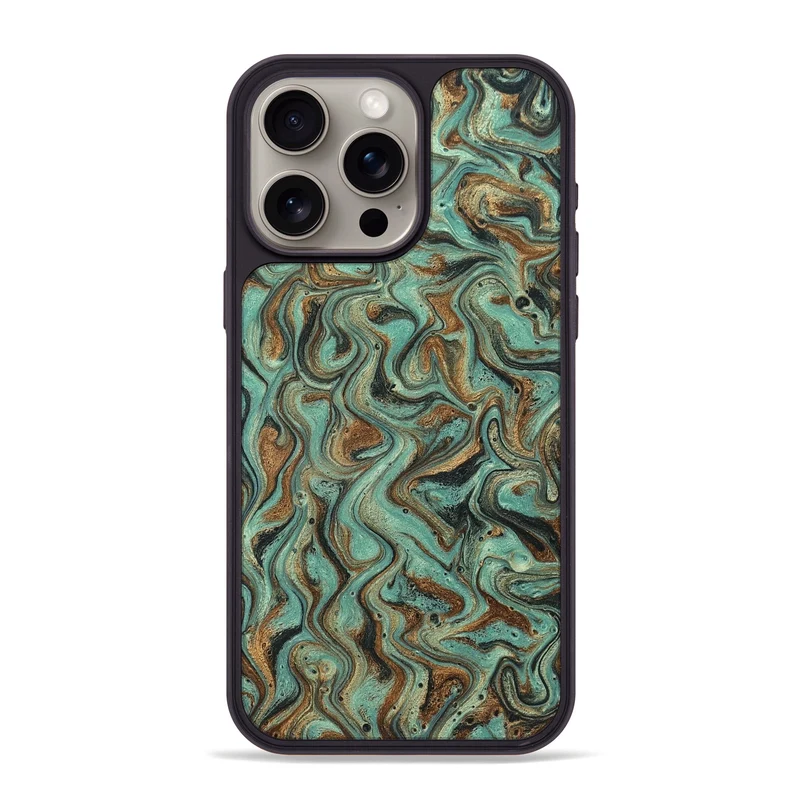 iPhone 15 Pro Max Wood Phone Case - Arsenio (Green, 829978)