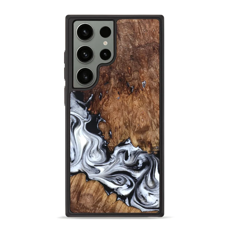 Galaxy S23 Ultra Wood Phone Case - Hailee (Black & White, 830044)