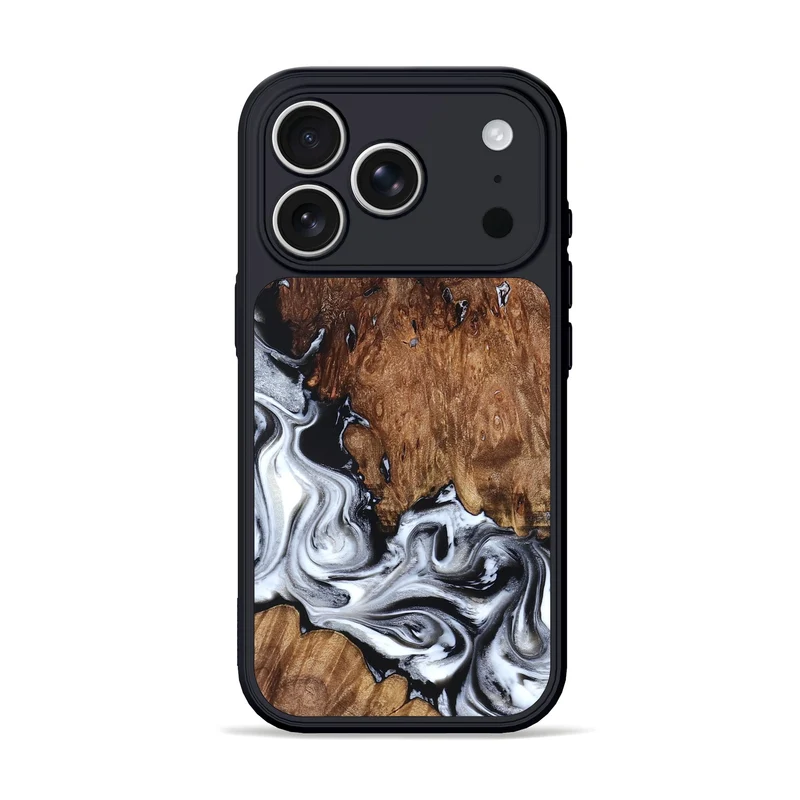 iPhone 17 Pro Wood Phone Case - Hailee (Black & White, 830044)