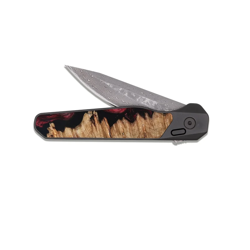 EDC Dark Damascus Wood Pocket Knife - Axl (Red, 830012)