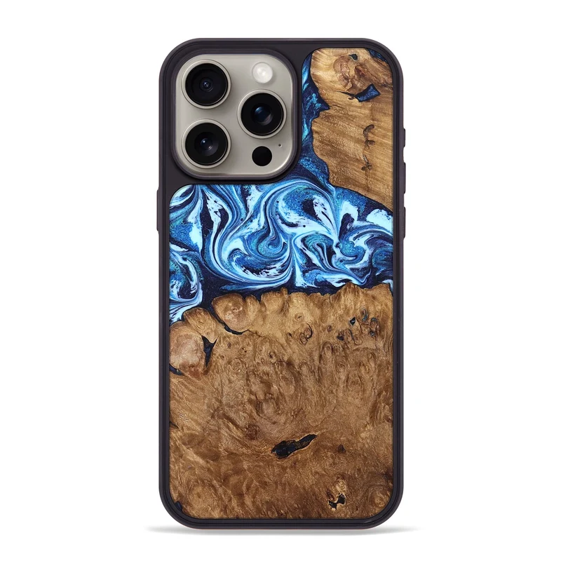 iPhone 15 Pro Max Wood Phone Case - Manila (Blue, 829952)
