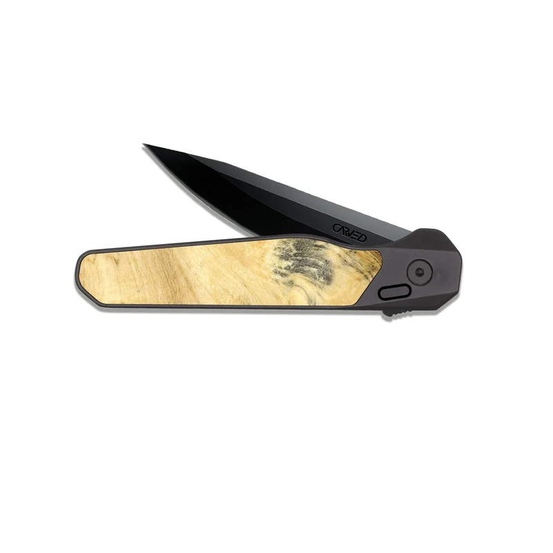 EDC Dark Slate Wood Pocket Knife - Kamiyah (Black & White, 830030)