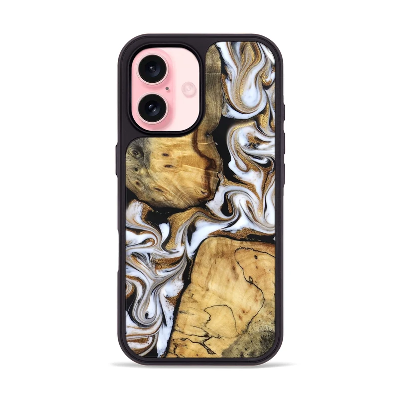 iPhone 16 Wood Phone Case - Cristal (Black & White, 830042)