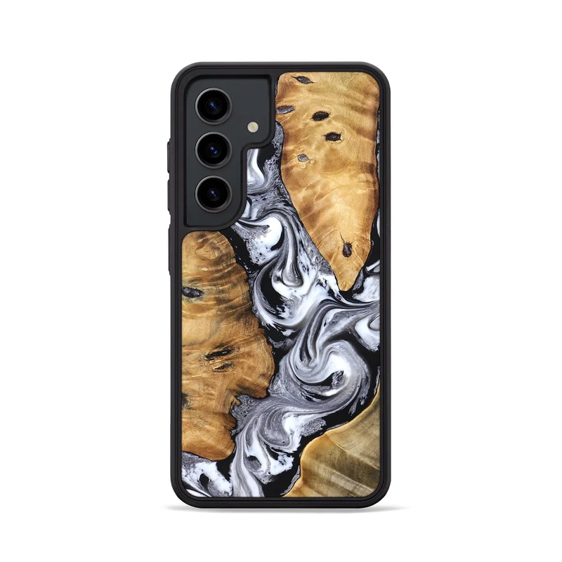 Galaxy S24 Wood Phone Case - Cloe (Black & White, 830041)