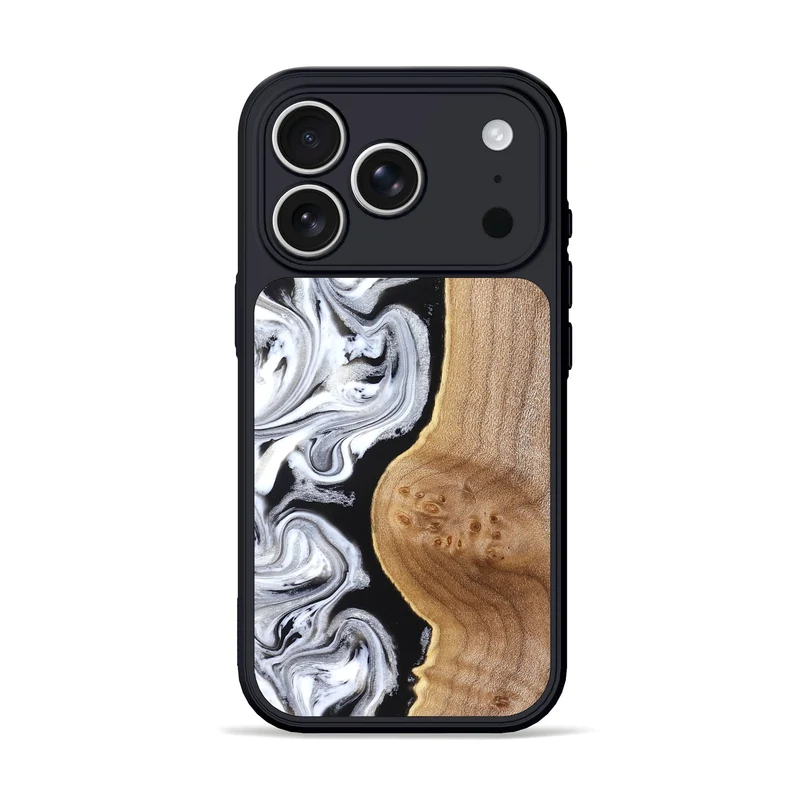 iPhone 17 Pro Wood Phone Case - Rolland (Black & White, 830032)