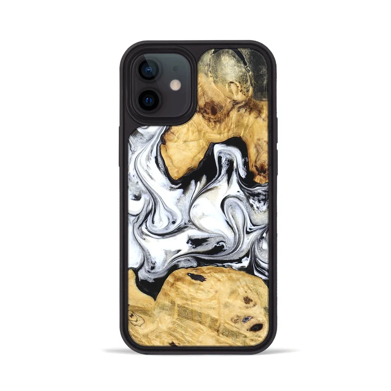 iPhone 12 Wood Phone Case - Arian (Black & White, 830040)