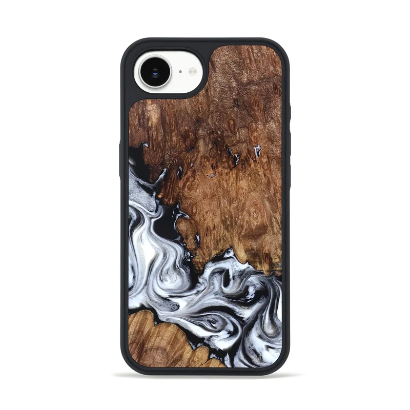 iPhone 16e Wood Phone Case - Hailee (Black & White, 830044)