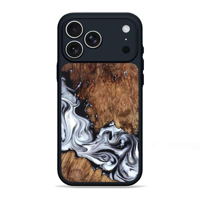 iPhone 17 Pro Max Wood Phone Case - Hailee (Black & White, 830044)