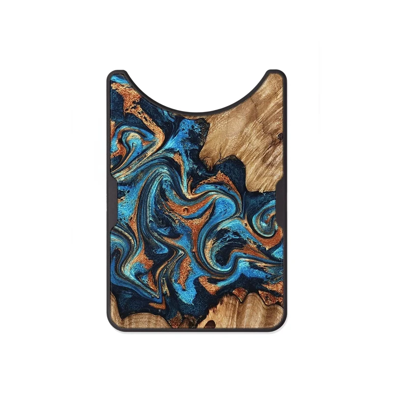 Alloy Wood Wallet - Indigo (Teal & Gold, 829999)