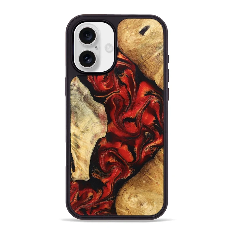 iPhone 16 Plus Wood Phone Case - Jeri (Red, 830033)