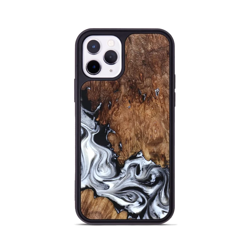 iPhone 11 Pro Wood Phone Case - Hailee (Black & White, 830044)