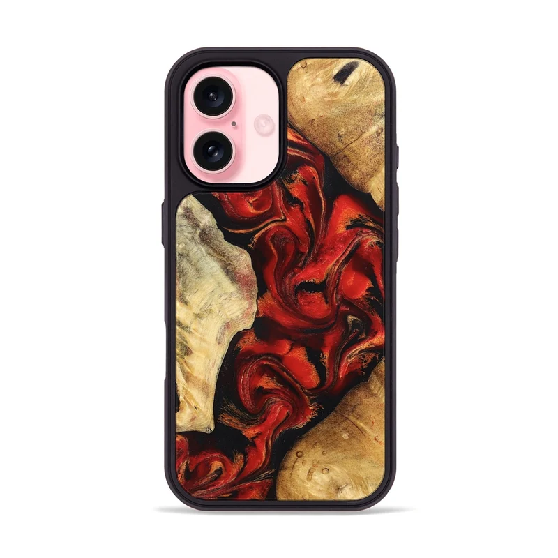 iPhone 16 Wood Phone Case - Jeri (Red, 830033)