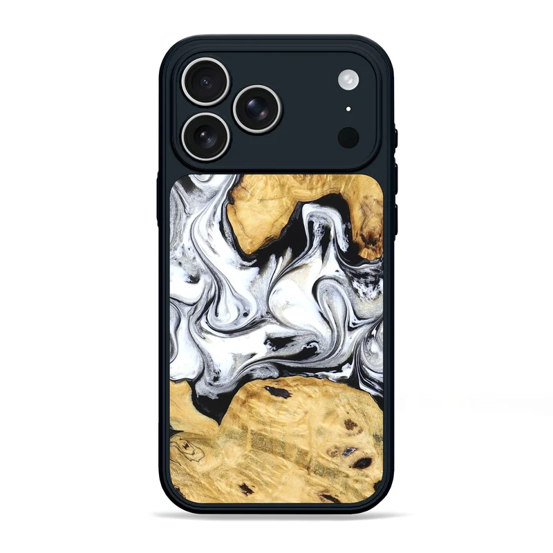 iPhone 17 Pro Max Wood Phone Case - Arian (Black & White, 830040)