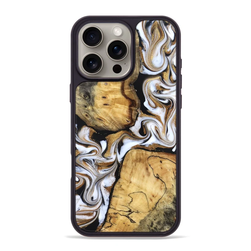 iPhone 16 Pro Max Wood Phone Case - Cristal (Black & White, 830042)