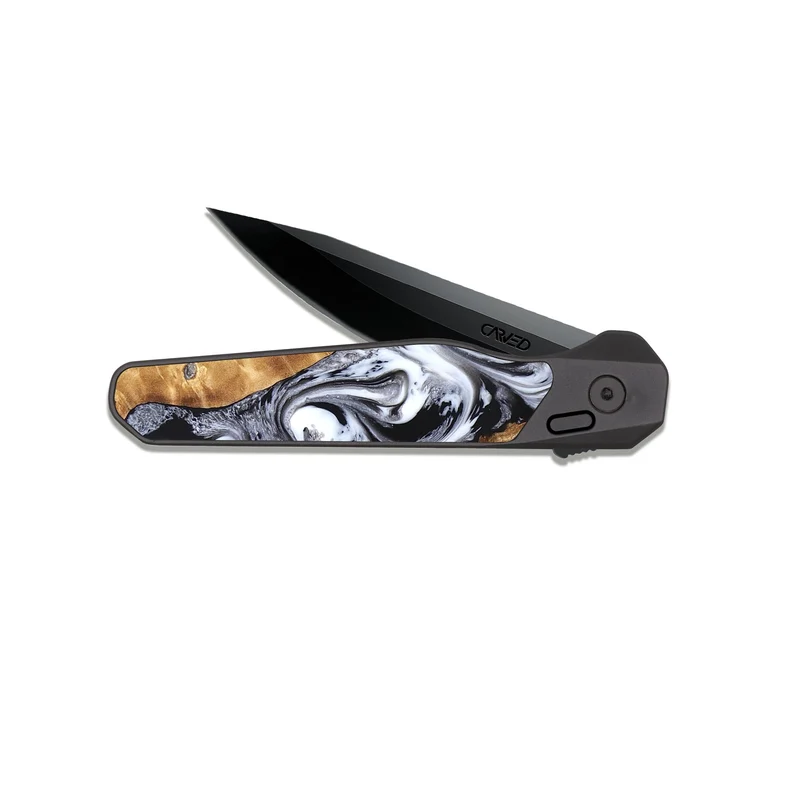 EDC Dark Slate Wood Pocket Knife - Cloe (Black & White, 830041)