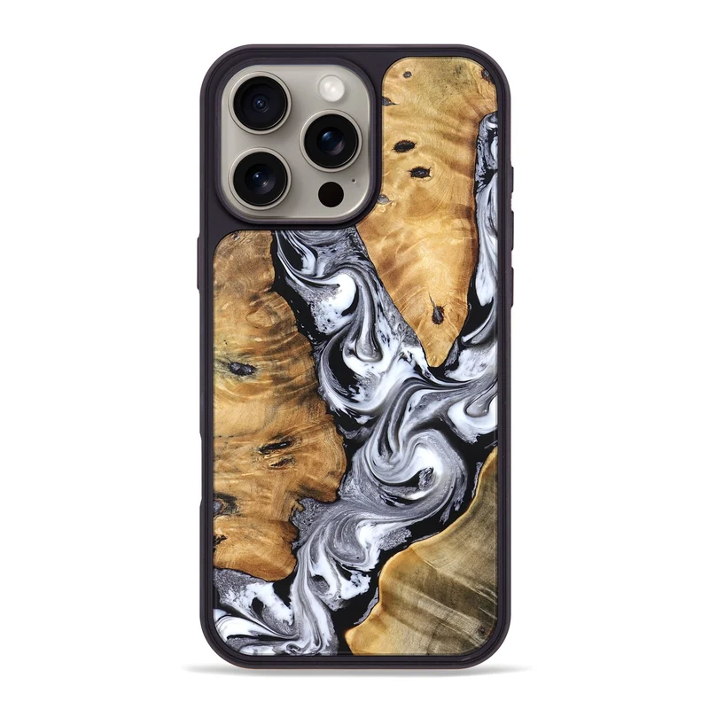 iPhone 16 Pro Max Wood Phone Case - Cloe (Black & White, 830041)
