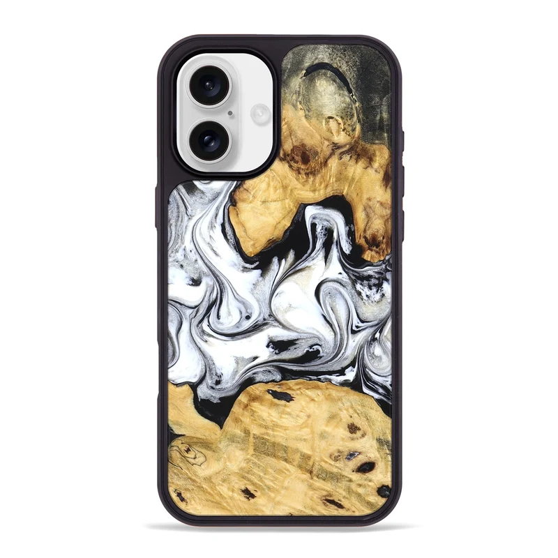iPhone 16 Plus Wood Phone Case - Arian (Black & White, 830040)