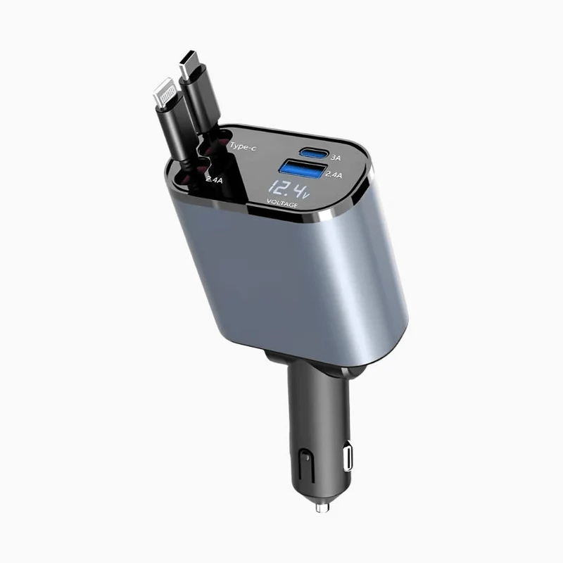 NexTECH® | 4-Port USB Car Charger Adapter with Digital Display - Cigarette Lighter Splitter