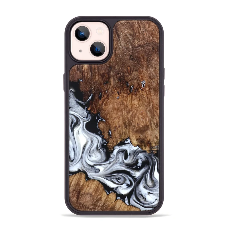 iPhone 14 Plus Wood Phone Case - Hailee (Black & White, 830044)