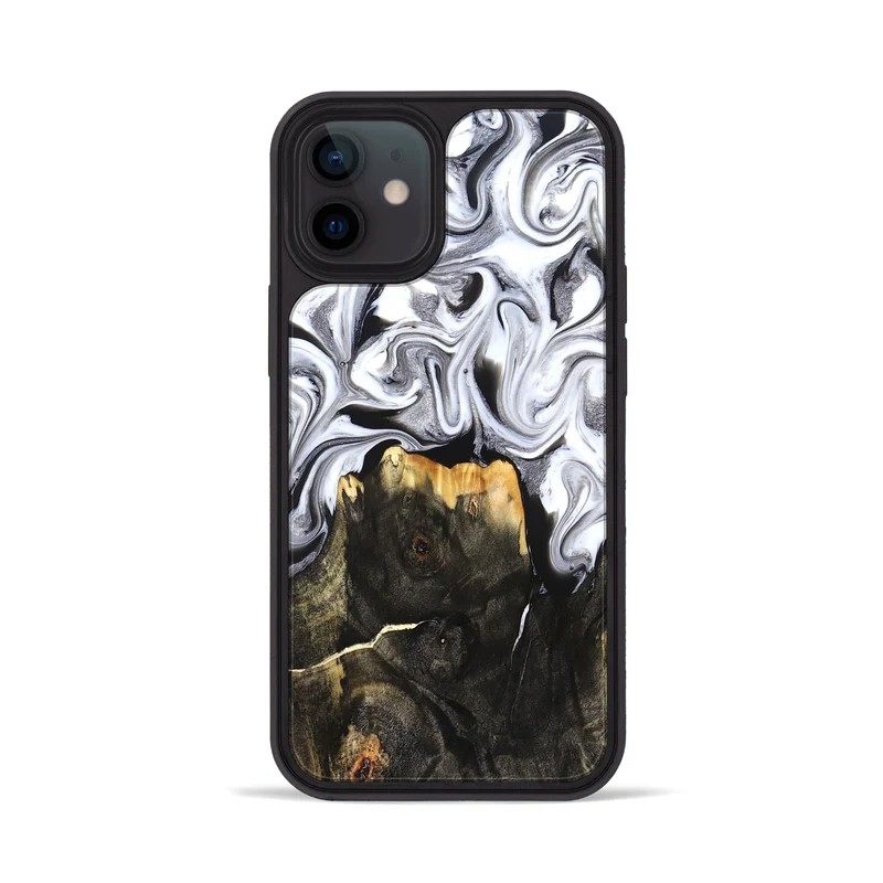iPhone 12 Wood Phone Case - Arianna (Black & White, 830043)